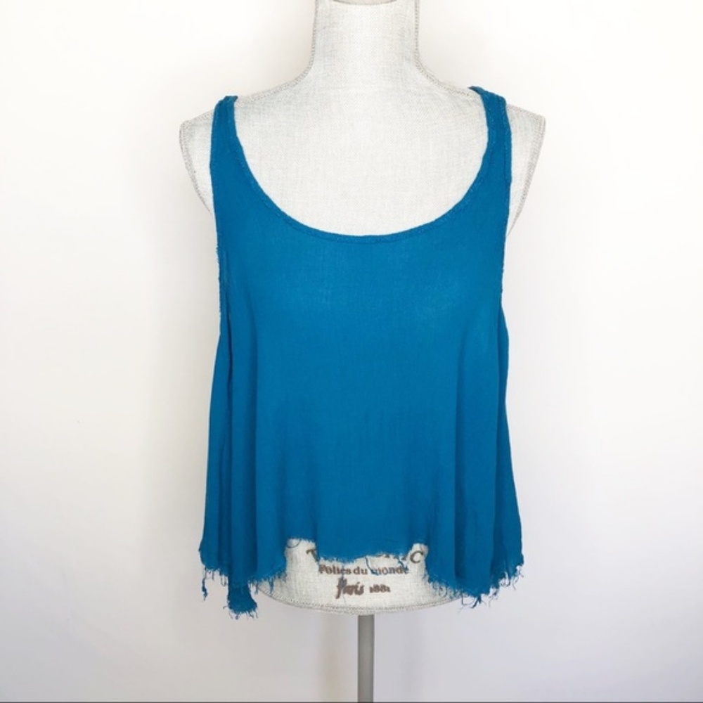 Free People Tank Top High Low Distressed Raw (H65)